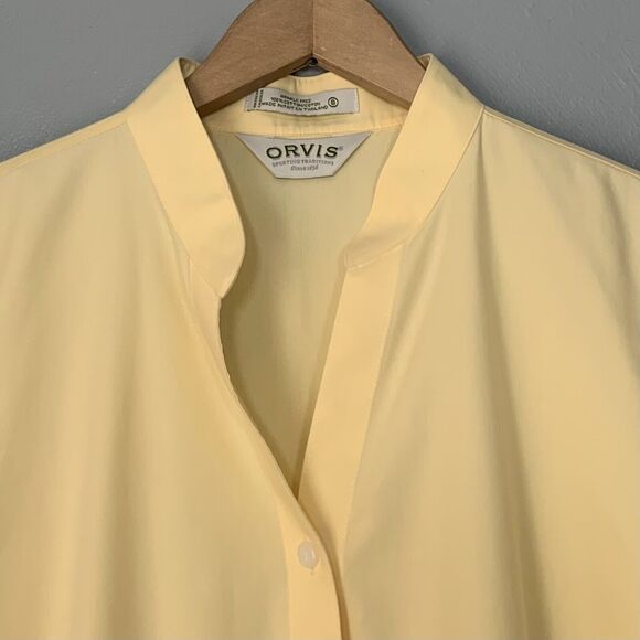 Orvis Wrinkle Free Womens Size 8 Yellow Button Up Shirt Minimalist Office Preppy - Picture 2 of 6